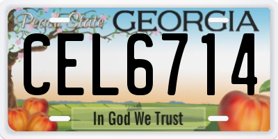 GA license plate CEL6714