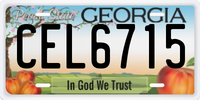 GA license plate CEL6715