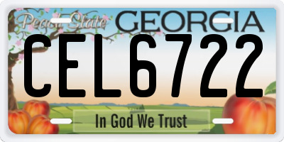 GA license plate CEL6722