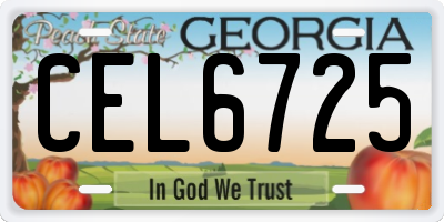 GA license plate CEL6725