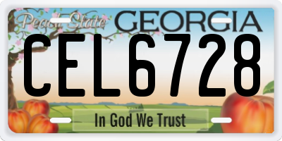GA license plate CEL6728