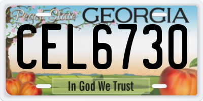 GA license plate CEL6730