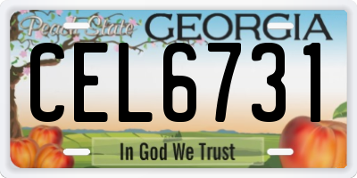 GA license plate CEL6731