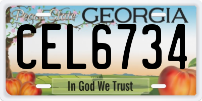 GA license plate CEL6734