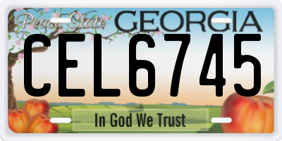 GA license plate CEL6745