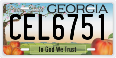 GA license plate CEL6751
