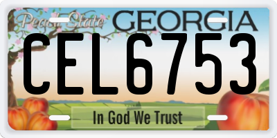 GA license plate CEL6753