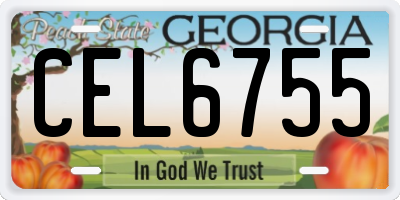 GA license plate CEL6755