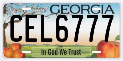 GA license plate CEL6777