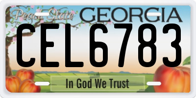GA license plate CEL6783