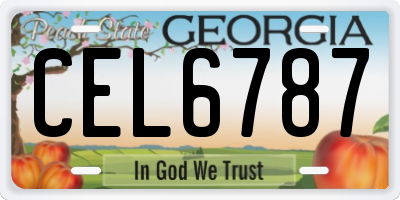 GA license plate CEL6787