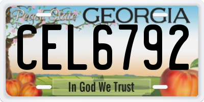 GA license plate CEL6792
