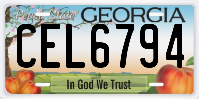 GA license plate CEL6794