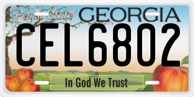 GA license plate CEL6802