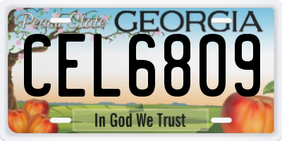 GA license plate CEL6809
