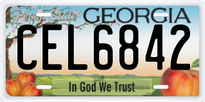 GA license plate CEL6842