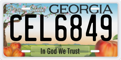 GA license plate CEL6849