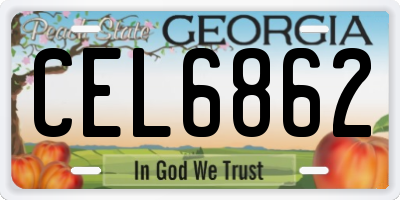 GA license plate CEL6862