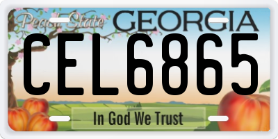GA license plate CEL6865