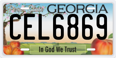 GA license plate CEL6869
