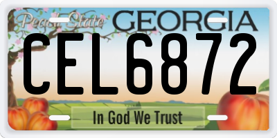 GA license plate CEL6872