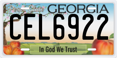 GA license plate CEL6922