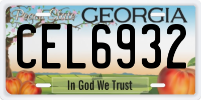 GA license plate CEL6932