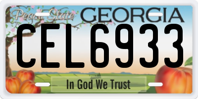 GA license plate CEL6933