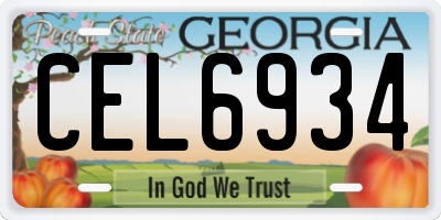 GA license plate CEL6934
