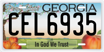GA license plate CEL6935