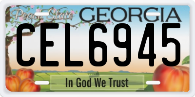 GA license plate CEL6945