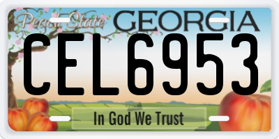 GA license plate CEL6953