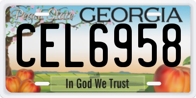 GA license plate CEL6958