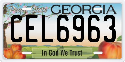 GA license plate CEL6963