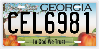 GA license plate CEL6981