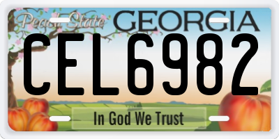 GA license plate CEL6982
