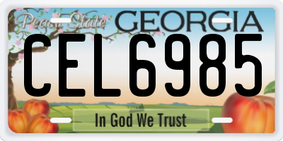 GA license plate CEL6985