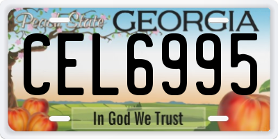 GA license plate CEL6995