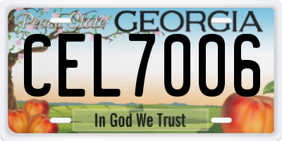 GA license plate CEL7006