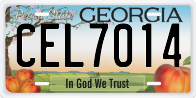GA license plate CEL7014
