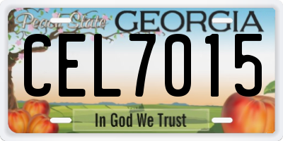 GA license plate CEL7015