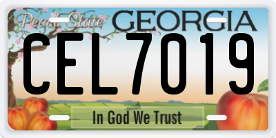 GA license plate CEL7019