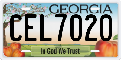GA license plate CEL7020