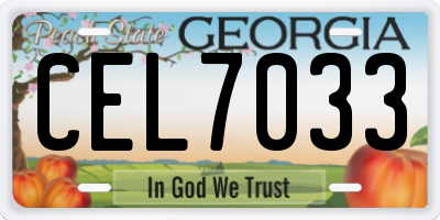 GA license plate CEL7033