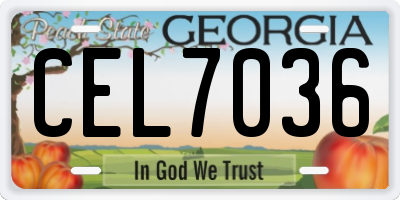 GA license plate CEL7036
