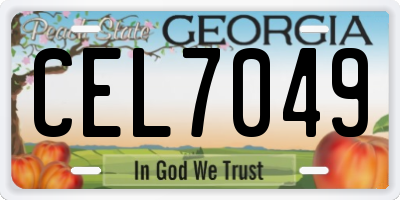 GA license plate CEL7049