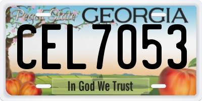 GA license plate CEL7053