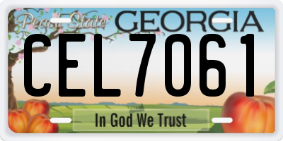 GA license plate CEL7061