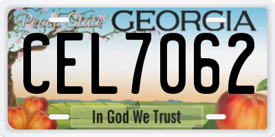 GA license plate CEL7062