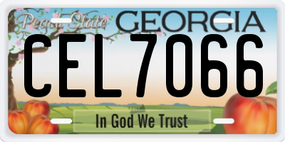 GA license plate CEL7066